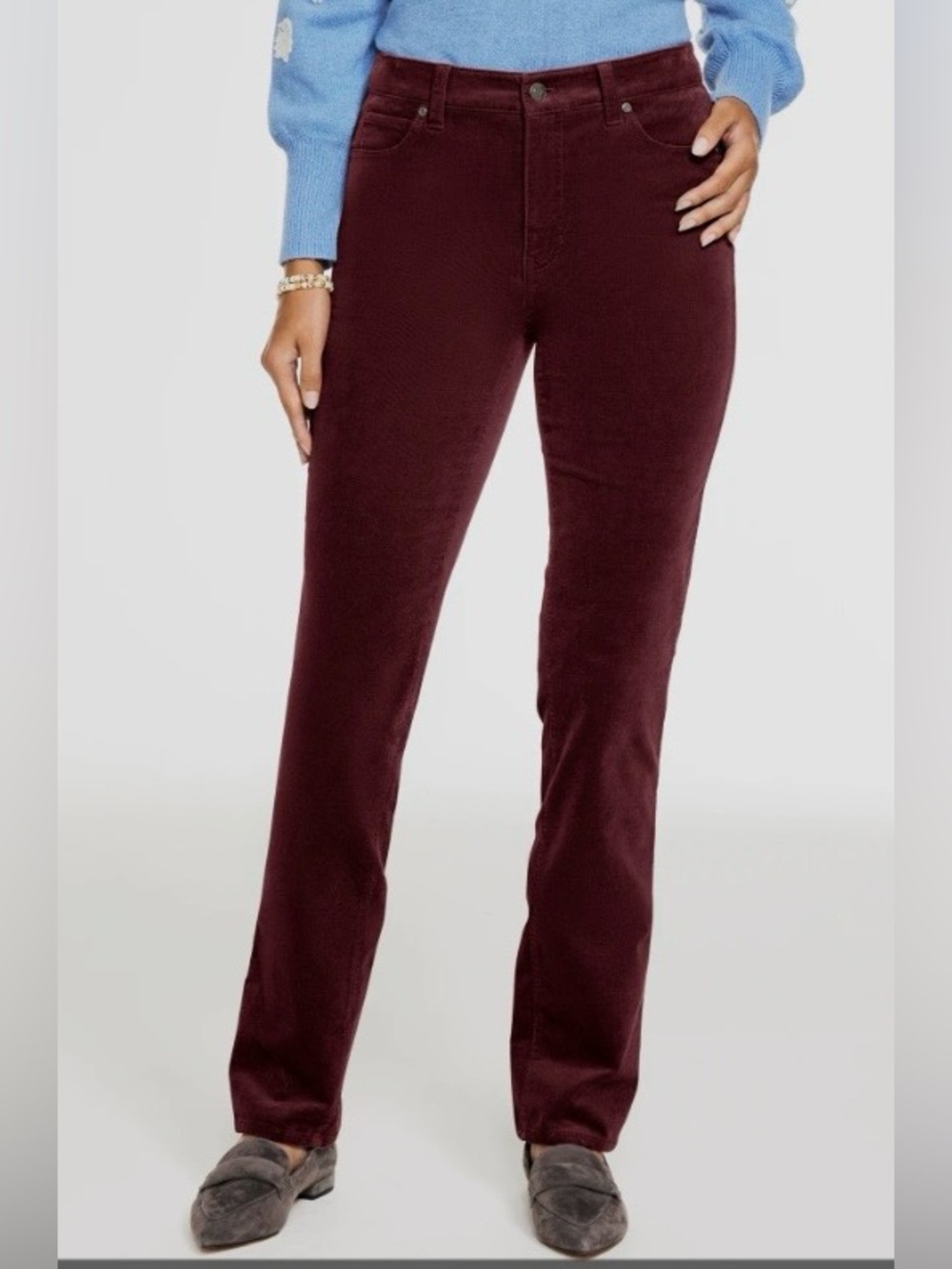 Talbots High Rise Straight Leg Corduroys Burgundy Size 4 Dark Academia Cozy Fall